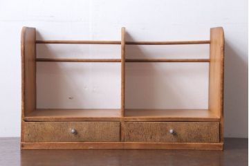 アンティーク雑貨　和製アンティーク　引き出し付き!古い木製の小さな本立て(2)