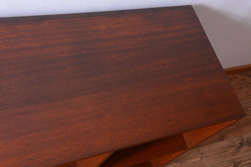 アンティーク家具　和製アンティーク　特大サイズ!古い木の重厚なアンティークマス目棚(2)