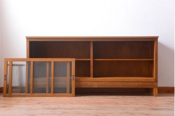 アンティーク家具　アンティーク　モールガラス入り!古い木の脚付きサイドボード(1)