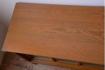 アンティーク家具　アンティーク　モールガラス入り!古い木の脚付きサイドボード(1)