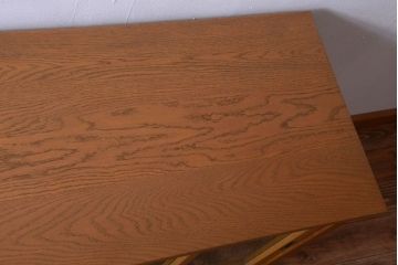 アンティーク家具　アンティーク　モールガラス入り!古い木の脚付きサイドボード(1)