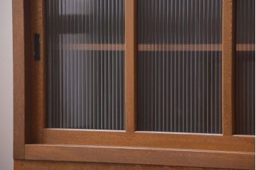 アンティーク家具　アンティーク　モールガラス入り!古い木の脚付きサイドボード(1)