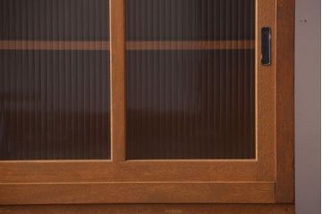 アンティーク家具　アンティーク　モールガラス入り!古い木の脚付きサイドボード(1)