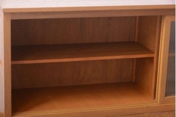 アンティーク家具　アンティーク　モールガラス入り!古い木の脚付きサイドボード(1)