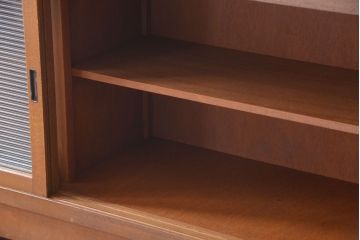 アンティーク家具　アンティーク　モールガラス入り!古い木の脚付きサイドボード(2)