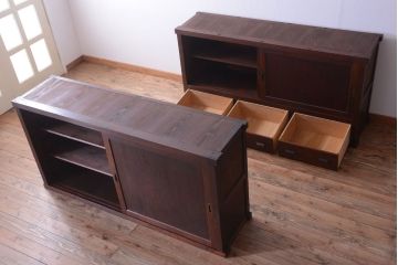 アンティーク家具　六尺　古民具・骨董　桜・欅材製!シンプルで上品なアンティーク水屋箪笥収納棚