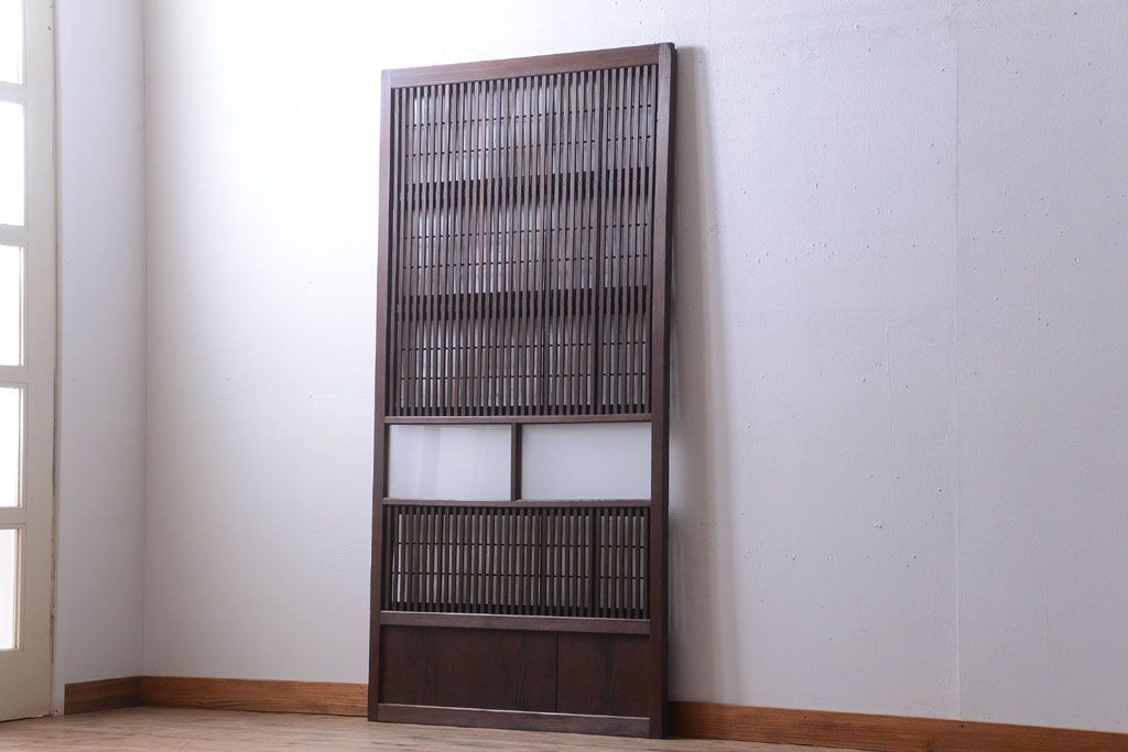 古民具・骨董　すりガラス入りアンティーク格子戸