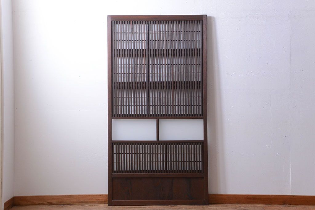 古民具・骨董　すりガラス入りアンティーク格子戸