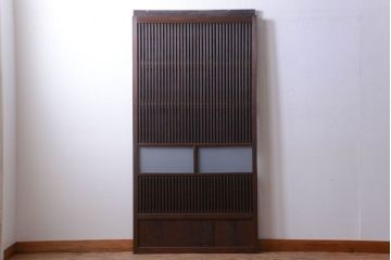 古民具・骨董　すりガラス入りアンティーク格子戸