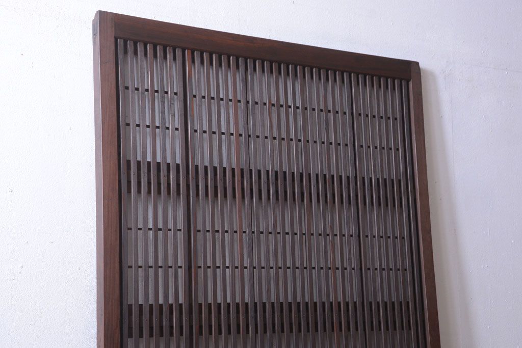 古民具・骨董　すりガラス入りアンティーク格子戸