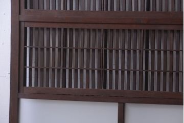 古民具・骨董　すりガラス入りアンティーク格子戸