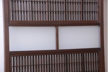 古民具・骨董　すりガラス入りアンティーク格子戸
