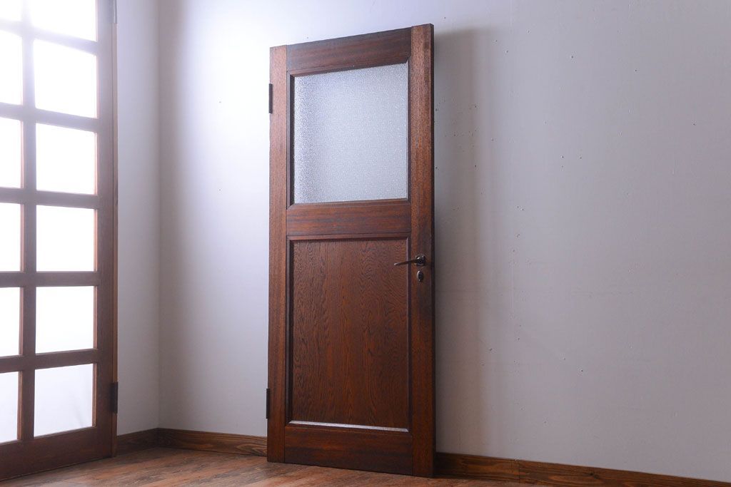 和製アンティーク　ダイヤガラス入り!レトロな木製ドア(2)
