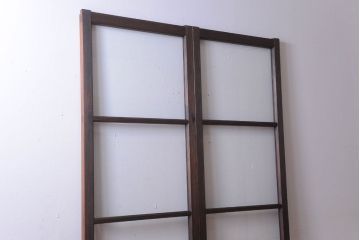 和製アンティーク　幅の狭い古いガラス戸2枚セット