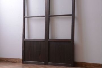 和製アンティーク　幅の狭い古いガラス戸2枚セット