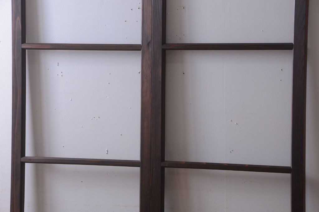 和製アンティーク　幅の狭い古いガラス戸2枚セット