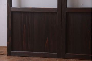 和製アンティーク　幅の狭い古いガラス戸2枚セット