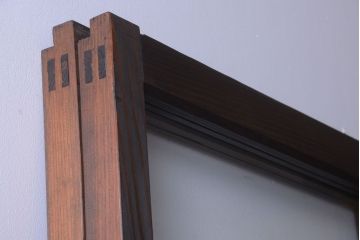 和製アンティーク　幅の狭い古いガラス戸2枚セット