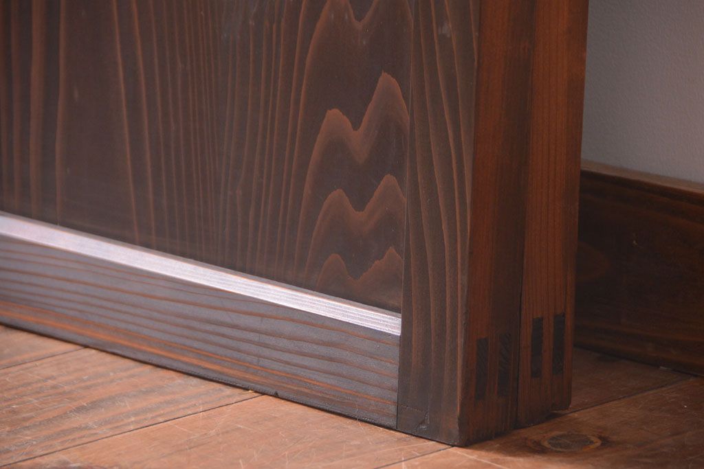 和製アンティーク　幅の狭い古いガラス戸2枚セット