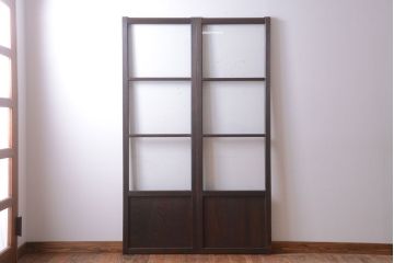 和製アンティーク　幅の狭い古いガラス戸2枚セット