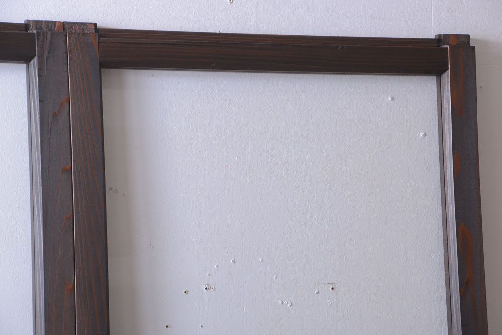 和製アンティーク　幅の狭い古いガラス戸2枚セット