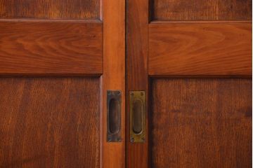 古民具・骨董　栓材一枚板!特注品の高級アンティーク帯戸2枚セット