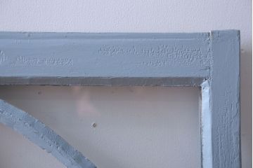 アンティーク　ブルーグレーペイントのガラス戸2枚セット(窓)