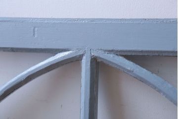 アンティーク　ブルーグレーペイントのガラス戸2枚セット(窓)