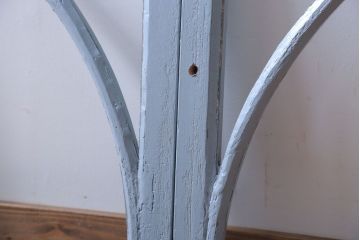 アンティーク　ブルーグレーペイントのガラス戸2枚セット(窓)