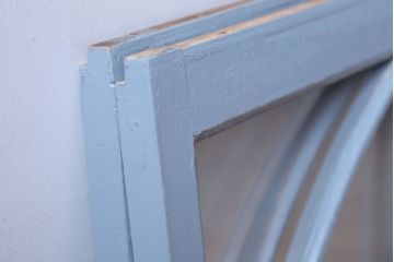 アンティーク　ブルーグレーペイントのガラス戸2枚セット(窓)