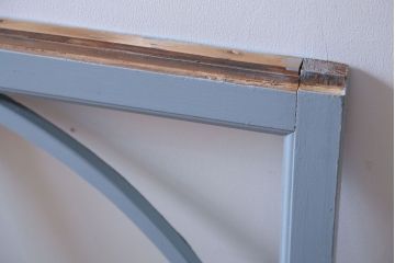 アンティーク　ブルーグレーペイントのガラス戸2枚セット(窓)