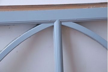 アンティーク　ブルーグレーペイントのガラス戸2枚セット(窓)