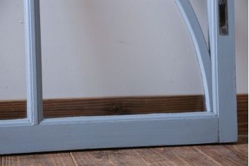 アンティーク　ブルーグレーペイントのガラス戸2枚セット(窓)