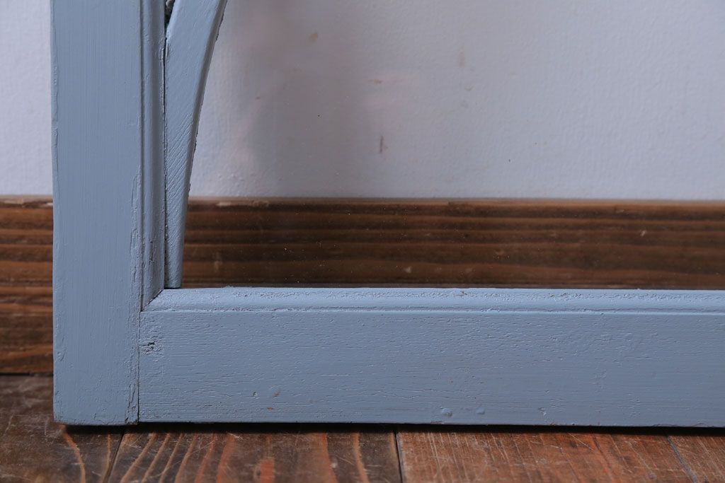 アンティーク　ブルーグレーペイントのガラス戸2枚セット(窓)