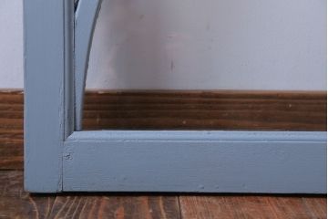 アンティーク　ブルーグレーペイントのガラス戸2枚セット(窓)