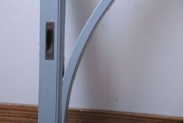 アンティーク　ブルーグレーペイントのガラス戸2枚セット(窓)