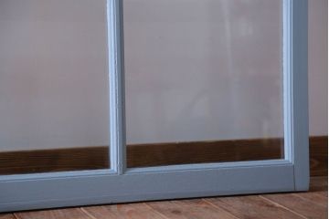 アンティーク　ブルーグレーペイントのガラス戸4枚セット(窓)(2)