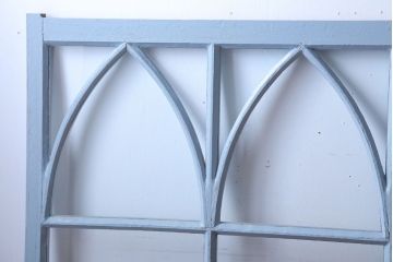 アンティーク　ブルーグレーペイントのガラス戸4枚セット(窓)(2)