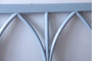 アンティーク　ブルーグレーペイントのガラス戸4枚セット(窓)(2)