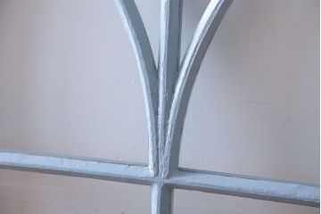 アンティーク　ブルーグレーペイントのガラス戸4枚セット(窓)(2)