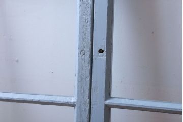 アンティーク　ブルーグレーペイントのガラス戸4枚セット(窓)(2)