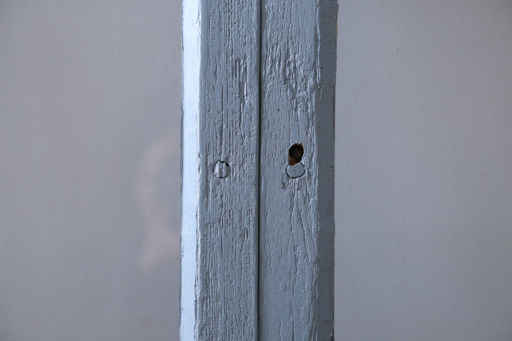 アンティーク　ブルーグレーペイントのガラス戸4枚セット(窓)(2)