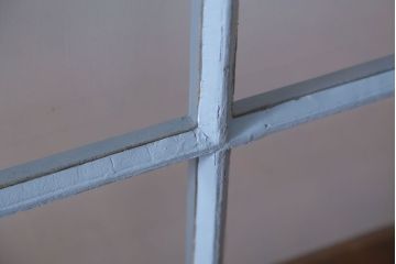 アンティーク　ブルーグレーペイントのガラス戸4枚セット(窓)(2)