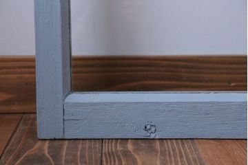 アンティーク　ブルーグレーペイントのガラス戸4枚セット(窓)(2)
