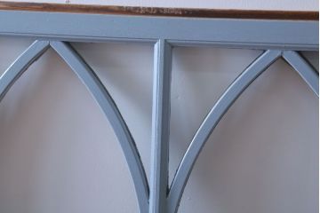 アンティーク　ブルーグレーペイントのガラス戸4枚セット(窓)(2)