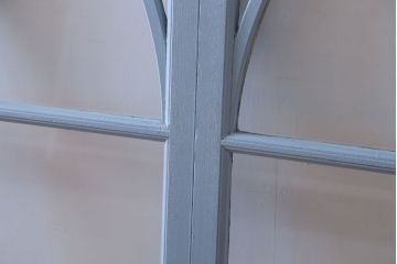 アンティーク　ブルーグレーペイントのガラス戸4枚セット(窓)(2)