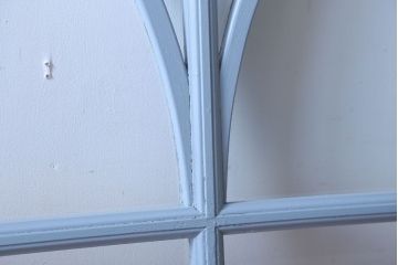 アンティーク　ブルーグレーペイントのガラス戸4枚セット(窓)(2)