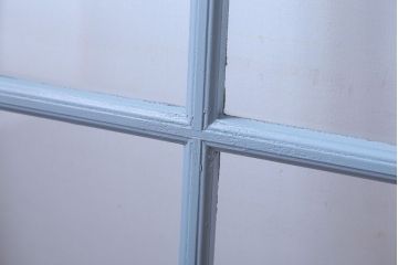アンティーク　ブルーグレーペイントのガラス戸4枚セット(窓)(2)