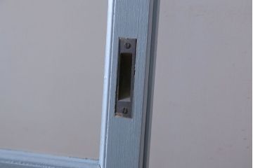 アンティーク　ブルーグレーペイントのガラス戸4枚セット(窓)(2)