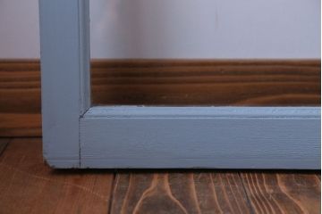 アンティーク　ブルーグレーペイントのガラス戸4枚セット(窓)(2)